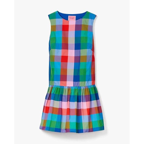 Kate Spade Madras Taffeta Shift Dress Blue Multicolor Size XXL - Picture 5 of 14